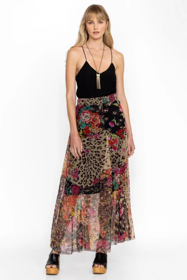 Women Bottoms Johnny Was MAZZY PATCHWORK SKIRT Wild Gardenia Night Women Bottoms Johnny Was MAZZY PATCHWORK SKIRT Wild Gardenia Night