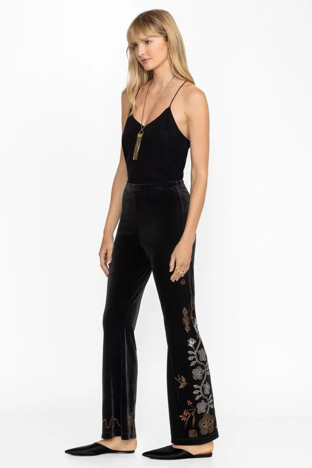 Women Bottoms Johnny Was STRETCH VELVET BABY BOOT LEGGING Black