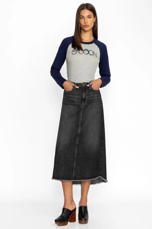 Women Bottoms Johnny Was VIENNA MIDI SKIRT True Black Wash