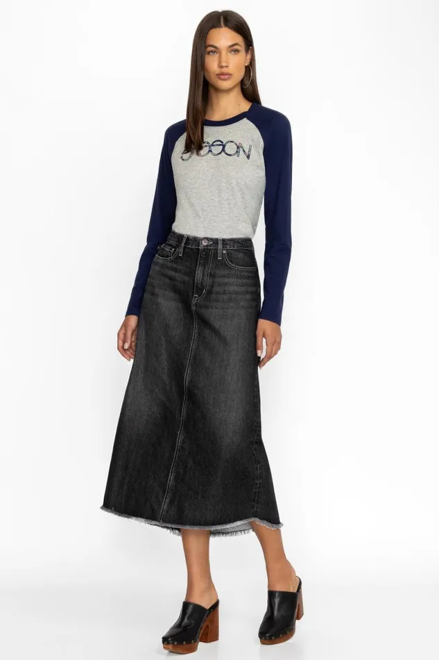 Women Bottoms Johnny Was VIENNA MIDI SKIRT True Black Wash Women Bottoms Johnny Was VIENNA MIDI SKIRT True Black Wash