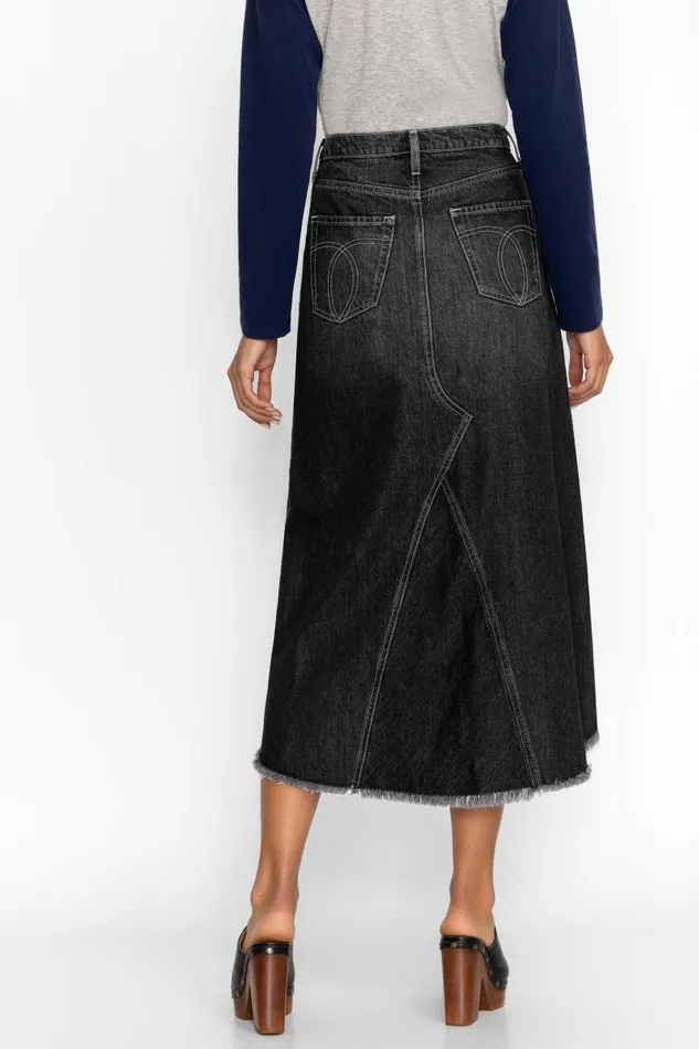 Women Bottoms Johnny Was VIENNA MIDI SKIRT True Black Wash Women Bottoms Johnny Was VIENNA MIDI SKIRT True Black Wash
