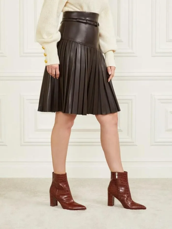 Women Bottoms Marciano Foxton Pleated Skirt Dark Roast Women Bottoms Marciano Foxton Pleated Skirt Dark Roast