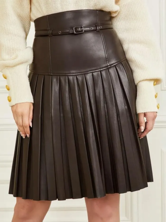 Women Bottoms Marciano Foxton Pleated Skirt Dark Roast Women Bottoms Marciano Foxton Pleated Skirt Dark Roast