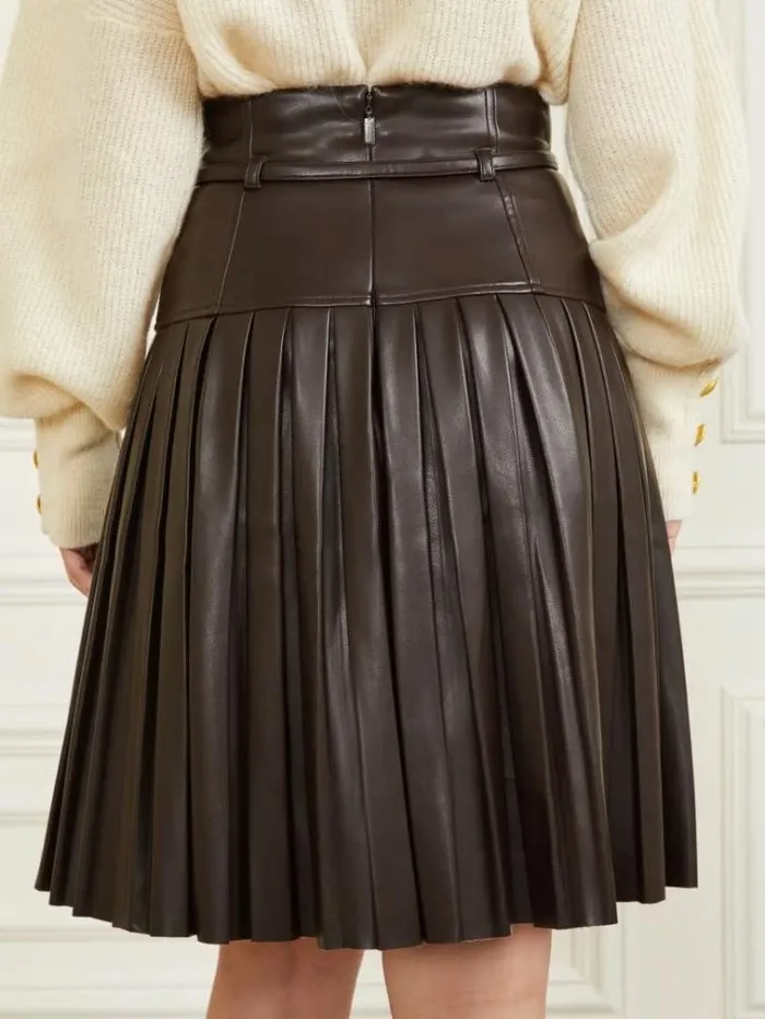 Women Bottoms Marciano Foxton Pleated Skirt Dark Roast Women Bottoms Marciano Foxton Pleated Skirt Dark Roast