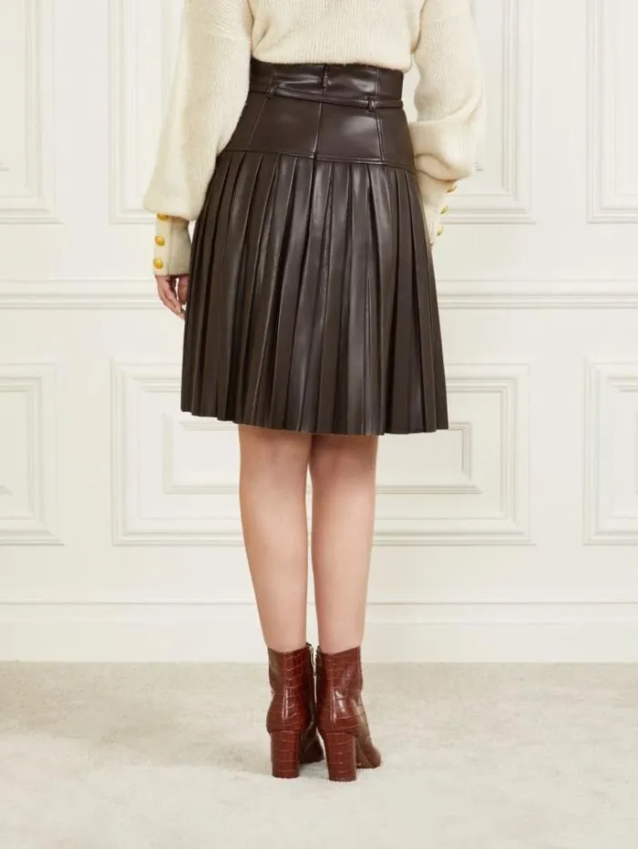 Women Bottoms Marciano Foxton Pleated Skirt Dark Roast Women Bottoms Marciano Foxton Pleated Skirt Dark Roast