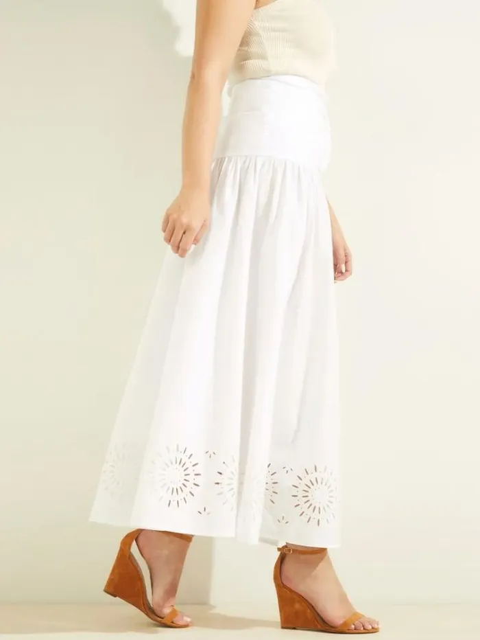 Women Bottoms Marciano Kaia Poplin Maxi Skirt Blanc Pur