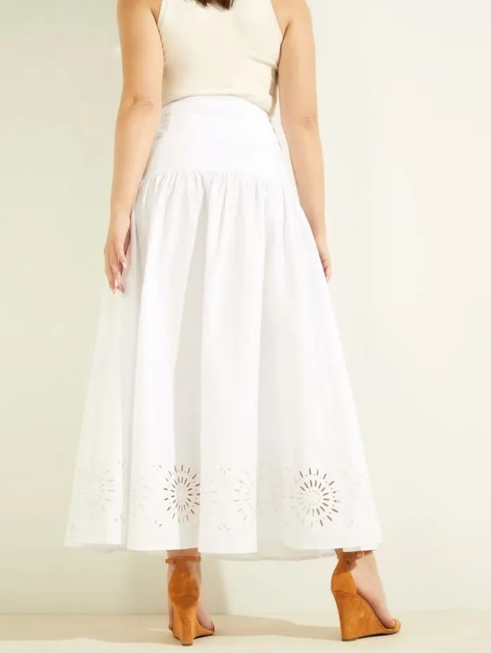 Women Bottoms Marciano Kaia Poplin Maxi Skirt Blanc Pur