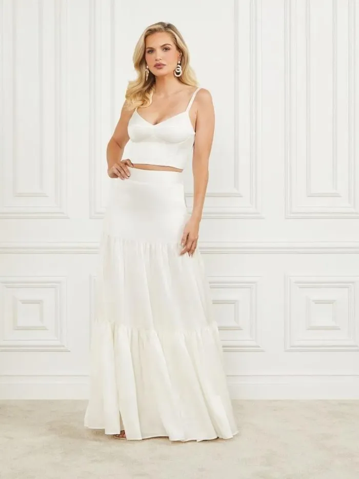 Women Bottoms Marciano Susanne Satin Maxi Skirt Pale Pearl