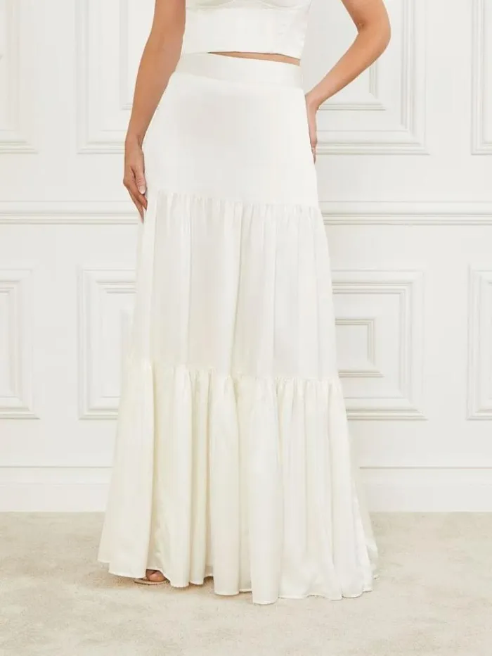 Women Bottoms Marciano Susanne Satin Maxi Skirt Pale Pearl Women Bottoms Marciano Susanne Satin Maxi Skirt Pale Pearl