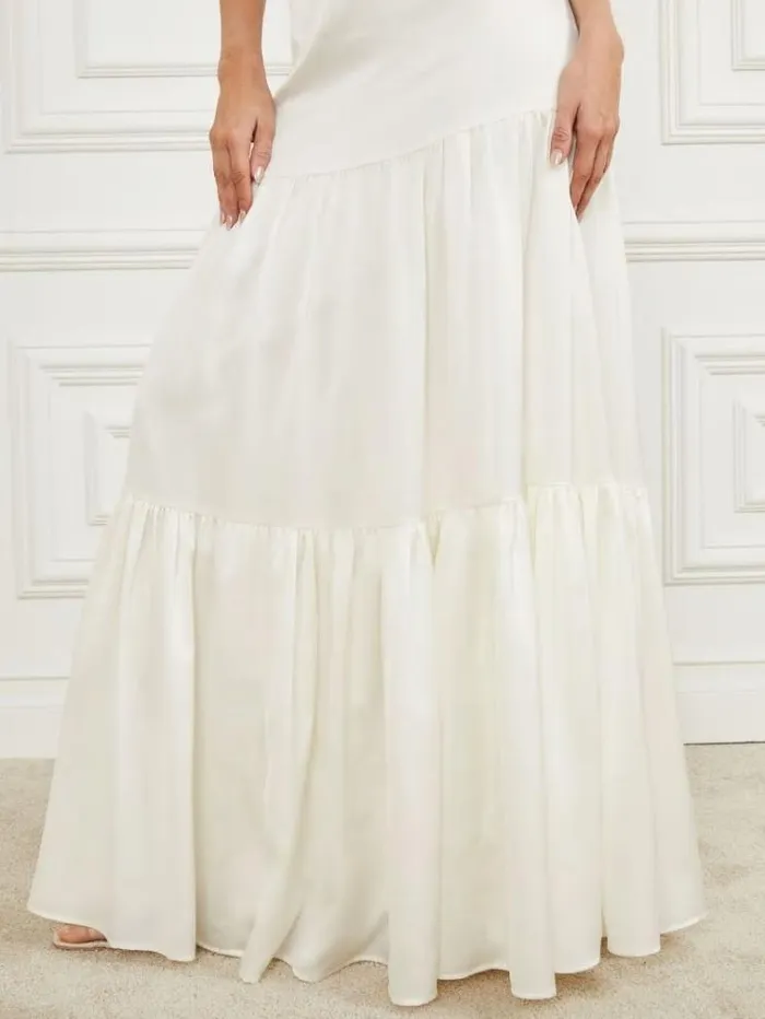 Women Bottoms Marciano Susanne Satin Maxi Skirt Pale Pearl Women Bottoms Marciano Susanne Satin Maxi Skirt Pale Pearl
