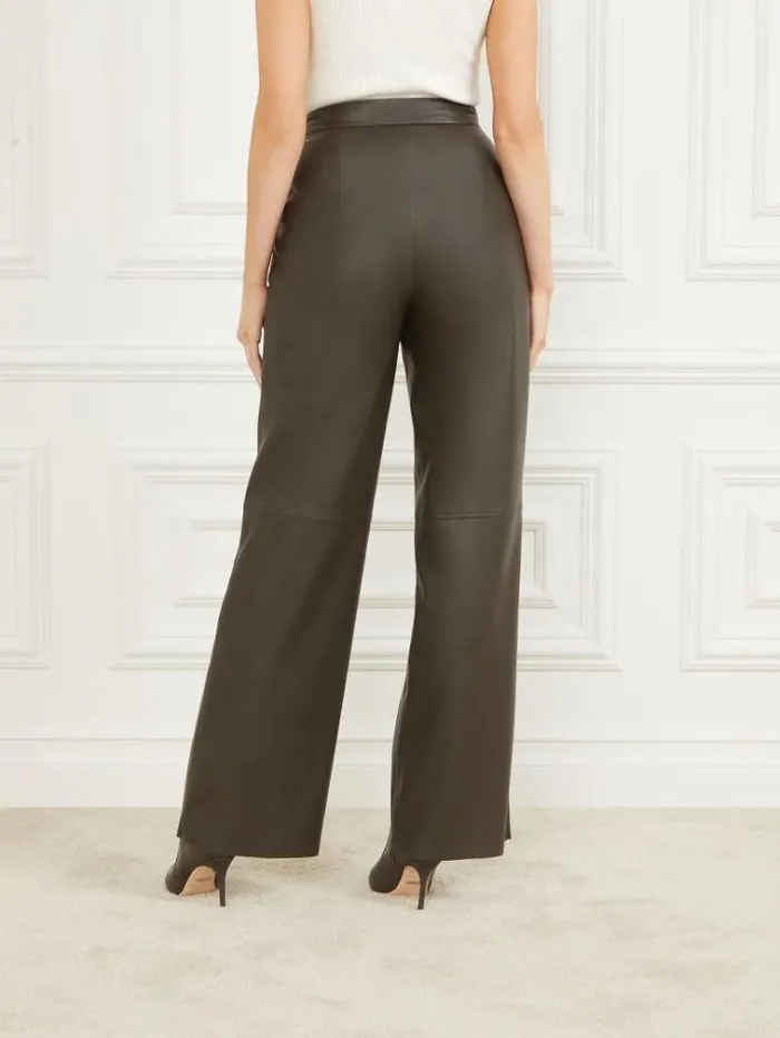 Women Bottoms Marciano Vixen FauxLeather Wide Leg Pant 344 Olive Branch Women Bottoms Marciano Vixen FauxLeather Wide Leg Pant 344 Olive Branch