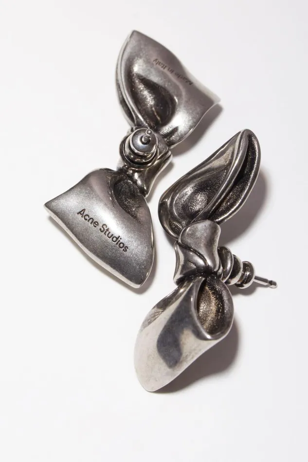 Women Bow Earrings Antique Silver Acne Studios Jewellery