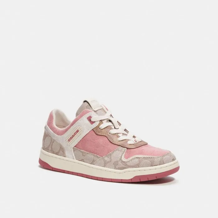 Women C201 Low Top Sneaker In Signature Bubblegumstone Coach Sneakers