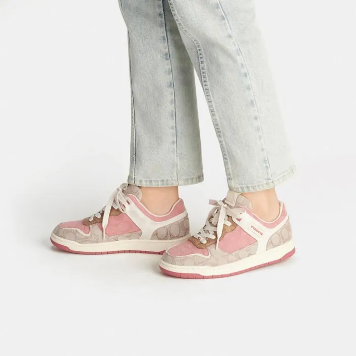 Women C201 Low Top Sneaker In Signature Bubblegumstone Coach Sneakers