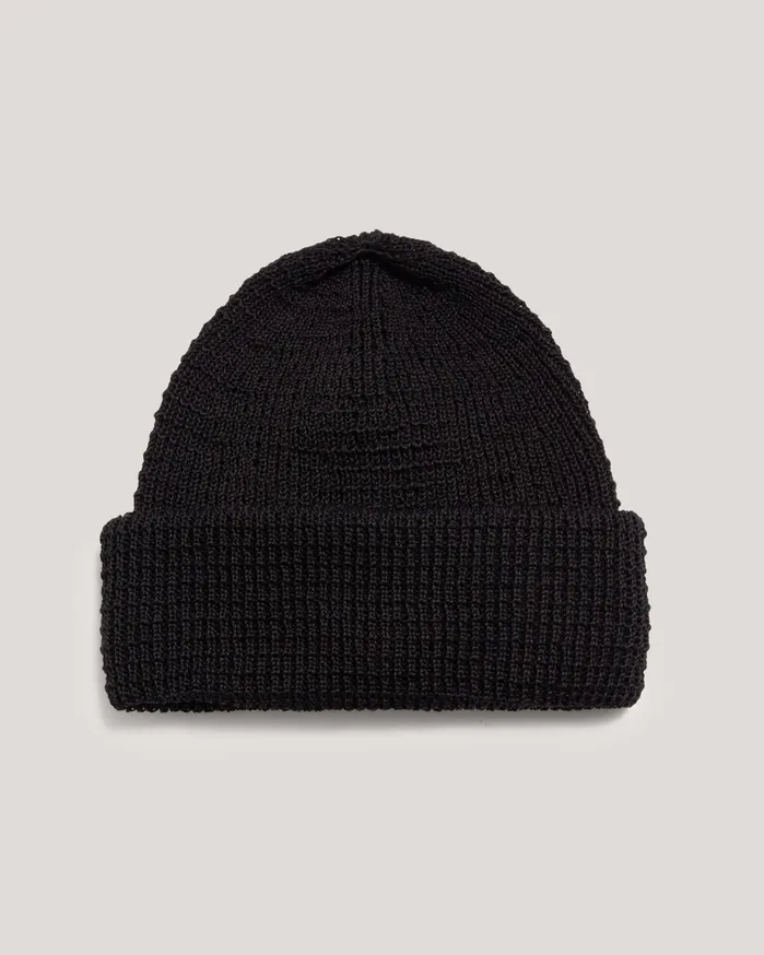 Women Cableami Waffle Beanie Hat Black YMC Headwear