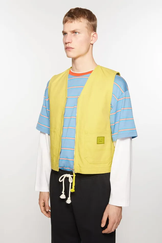 Women Canvas Vest Jacket Dusty Yellow Acne Studios Outerwear