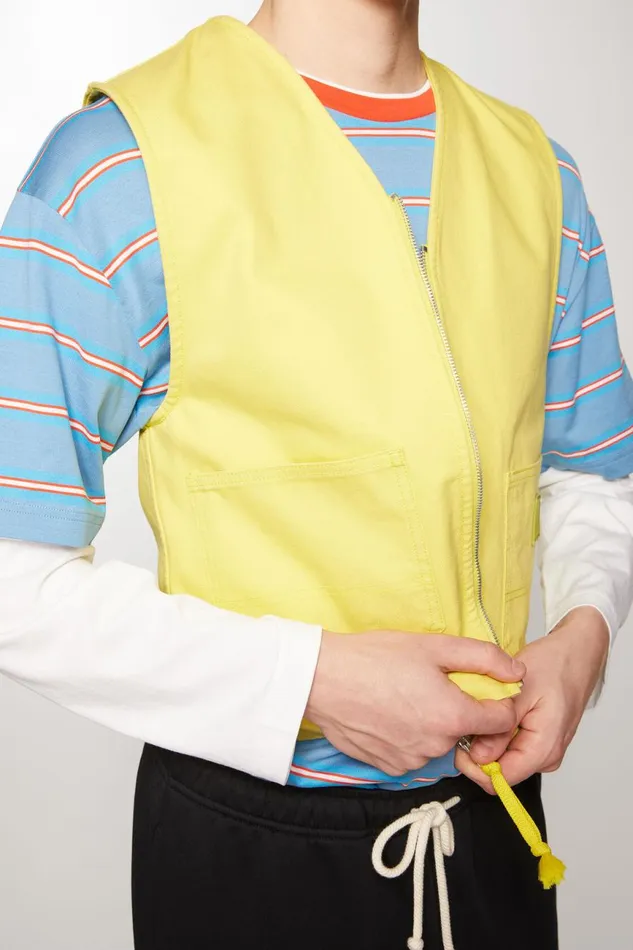 Women Canvas Vest Jacket Dusty Yellow Acne Studios Outerwear