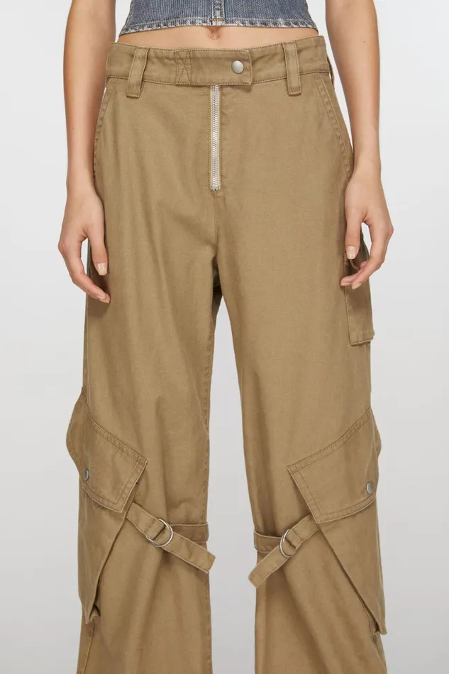 Women Cargo Trousers Cold Beige Acne Studios Trousers