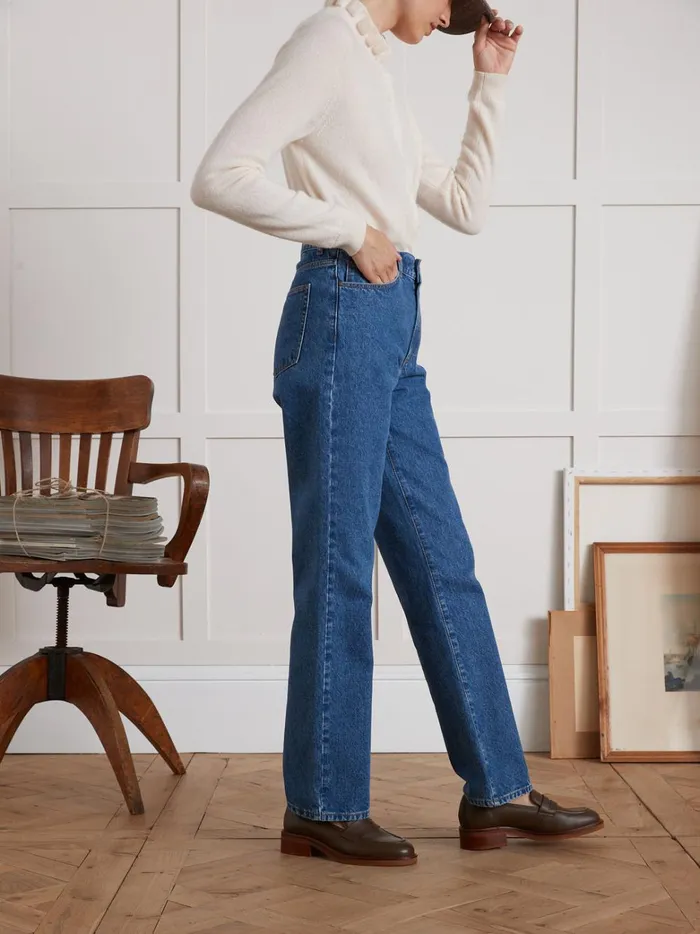 Women Clothing Cyrillus Camille Organic Cotton Relaxed Jeans With EcoFriendly Wash Denim Stone