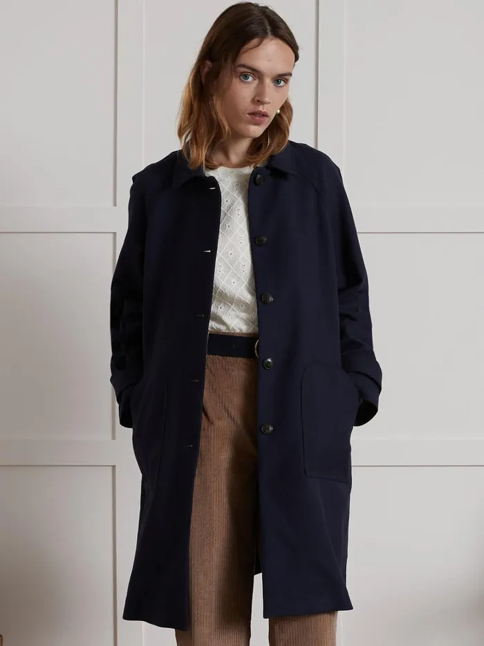 Women Clothing Cyrillus DoubleSided Fabric Car Coat Encre