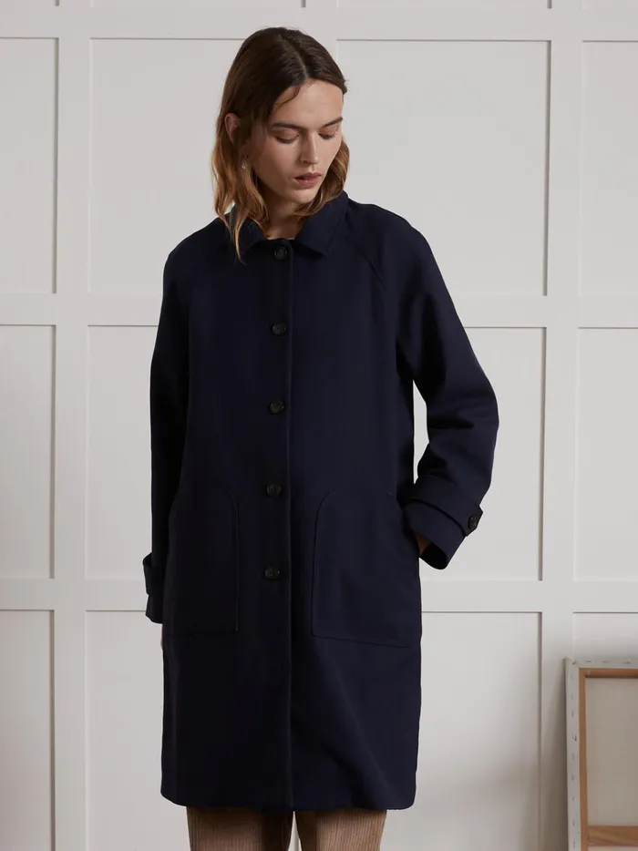 Women Clothing Cyrillus DoubleSided Fabric Car Coat Encre