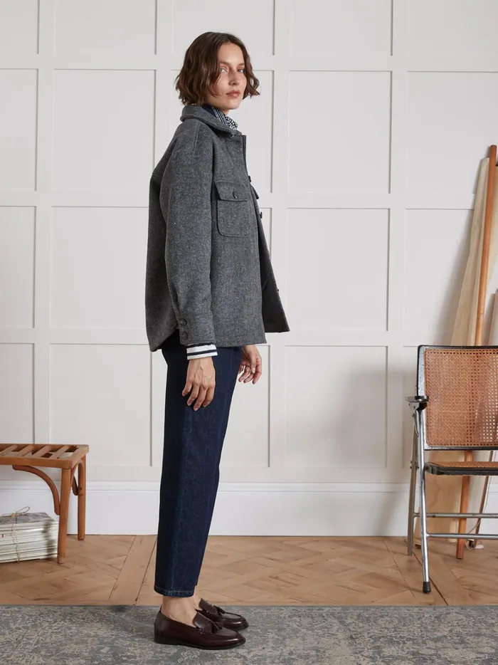 Women Clothing Cyrillus DoubleSided Woolen Topshirt Gris Chine Clair