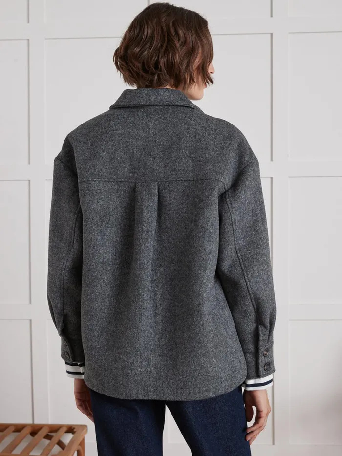 Women Clothing Cyrillus DoubleSided Woolen Topshirt Gris Chine Clair