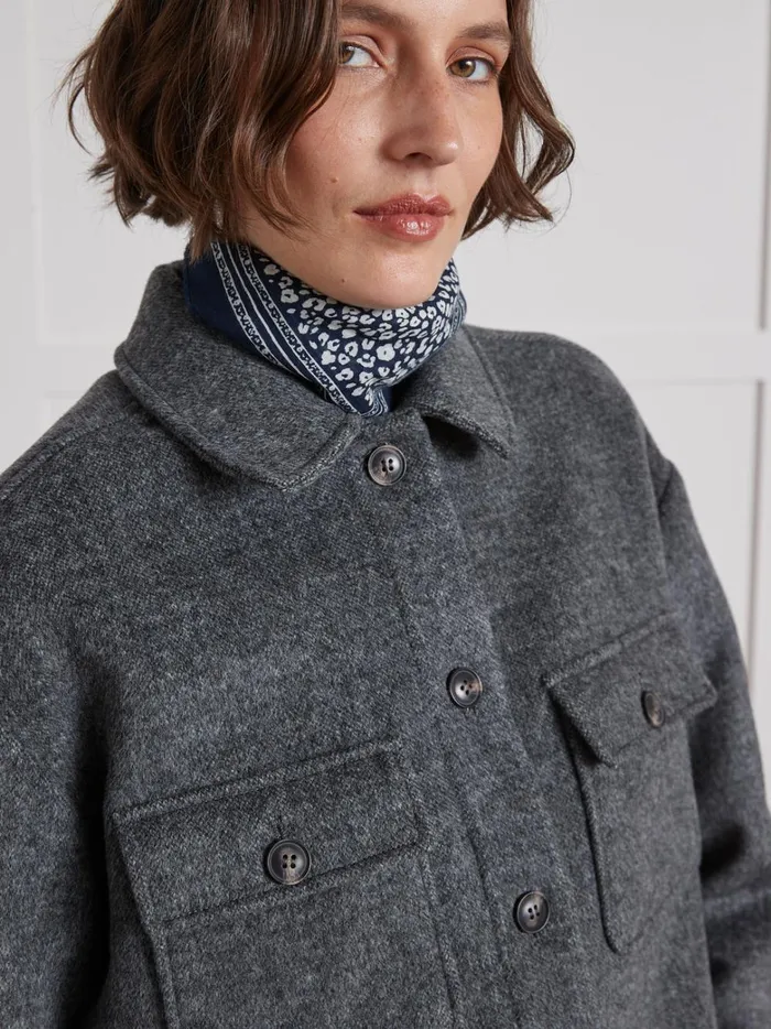 Women Clothing Cyrillus DoubleSided Woolen Topshirt Gris Chine Clair