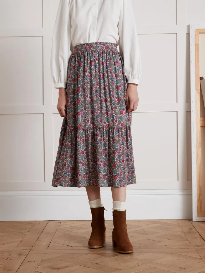 Women Clothing Cyrillus MidLength Tapestry Motif Skirt Made With Liberty Fabric 8211 The Limited Collection Lib Tapestry