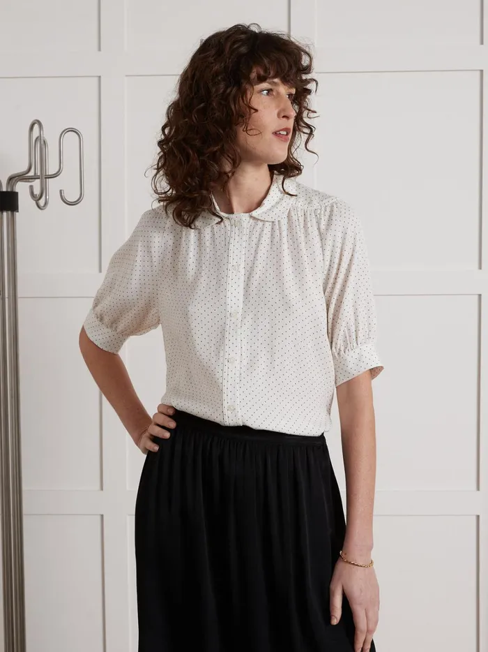 Women Clothing Cyrillus Mini Dot Print Shirt Pois Bordeaux