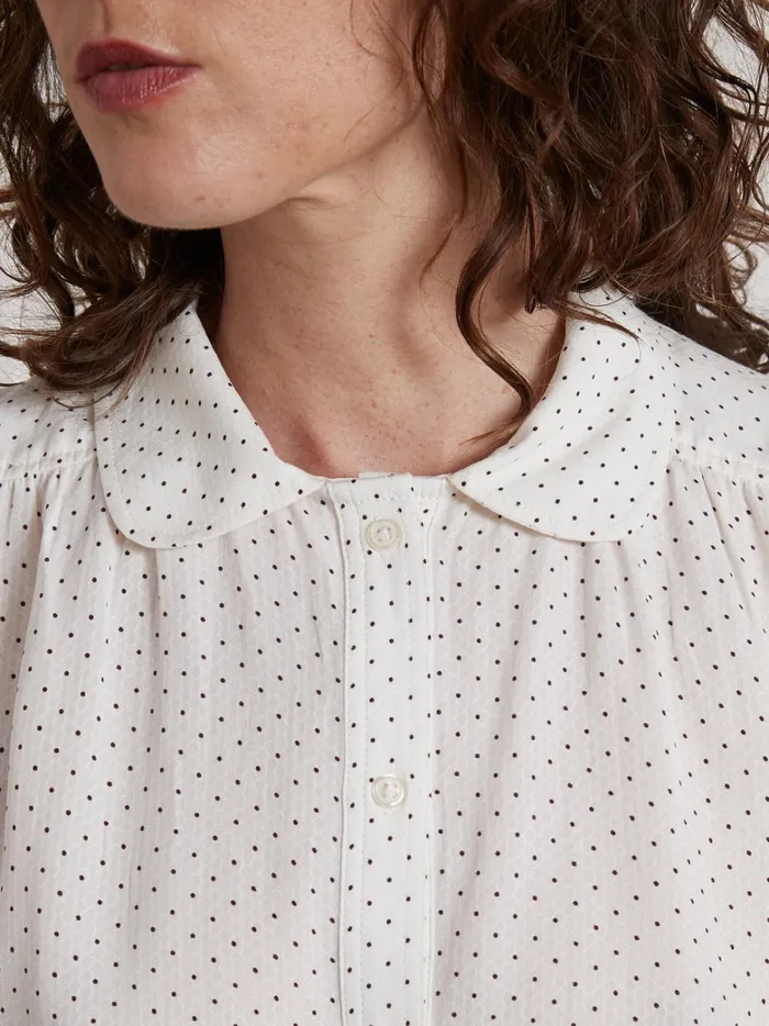 Women Clothing Cyrillus Mini Dot Print Shirt Pois Bordeaux