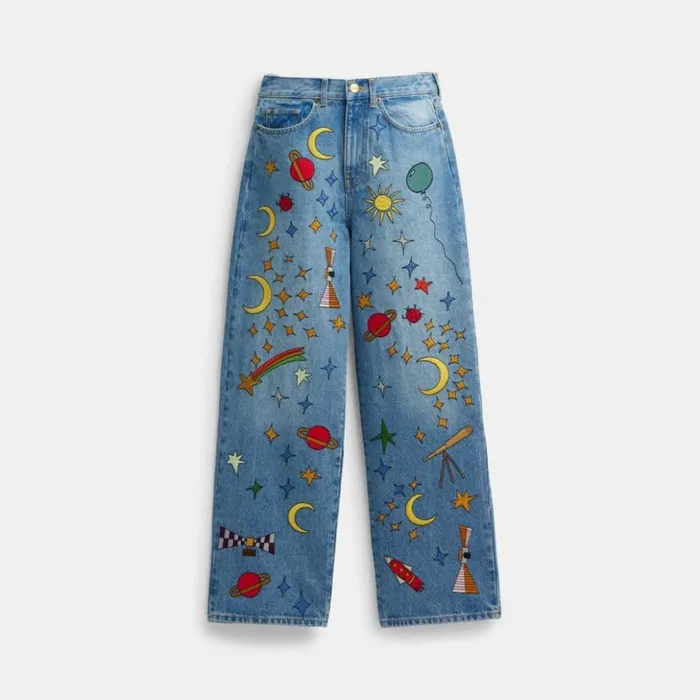Women Coach X Observed By Us 90039s Fit Denim Jeans Blue Multi Coach Bottoms