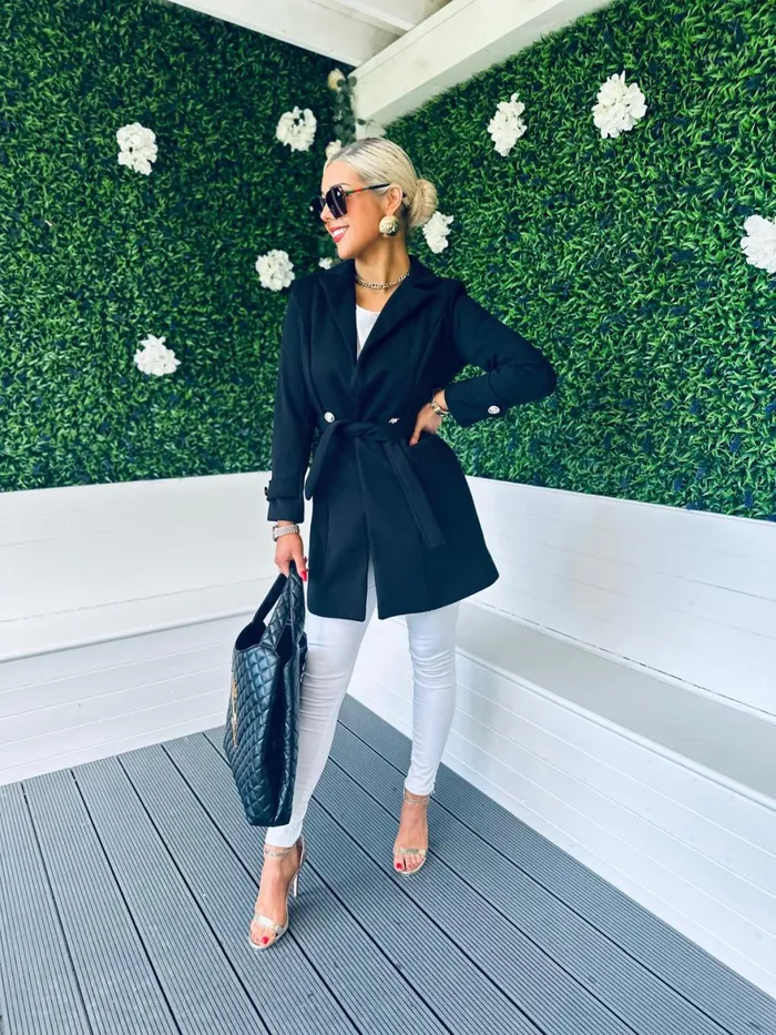 Women Coats and Jackets Canella Lane Anna Belted Coat Black