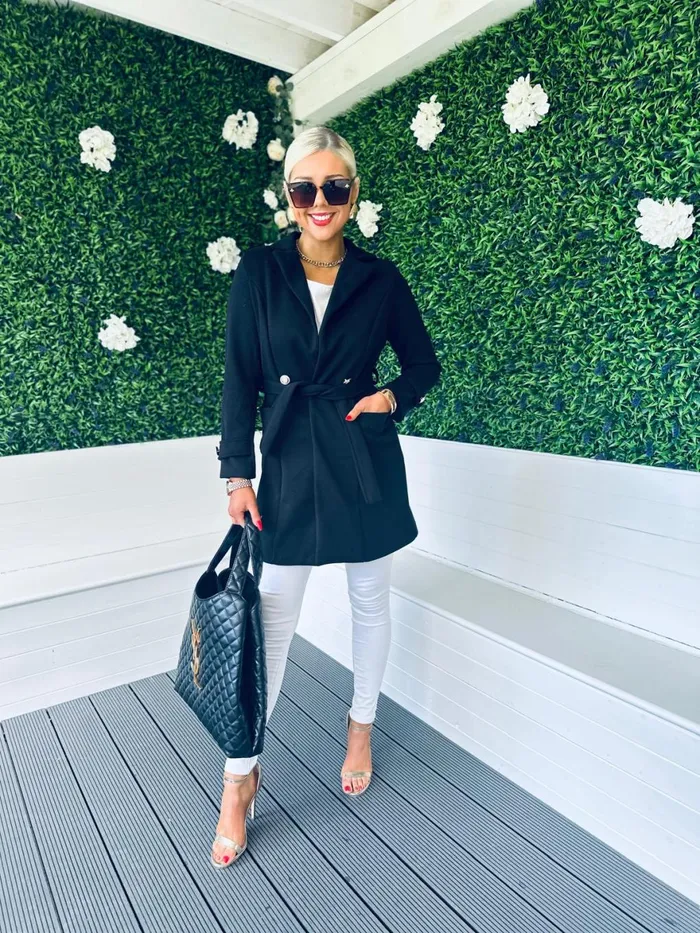 Women Coats and Jackets Canella Lane Anna Belted Coat Black