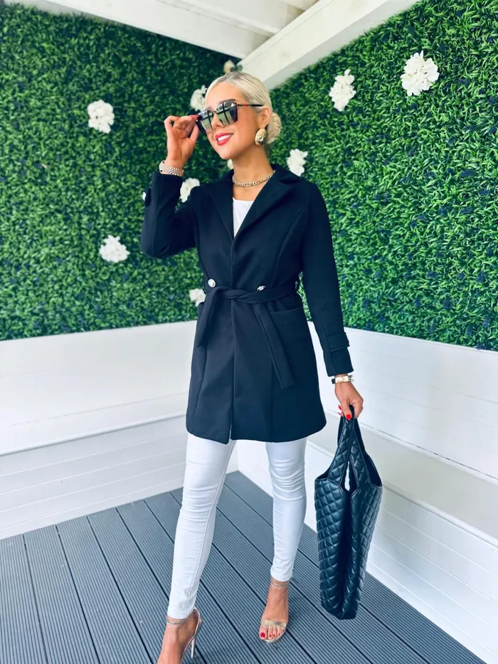 Women Coats and Jackets Canella Lane Anna Belted Coat Black