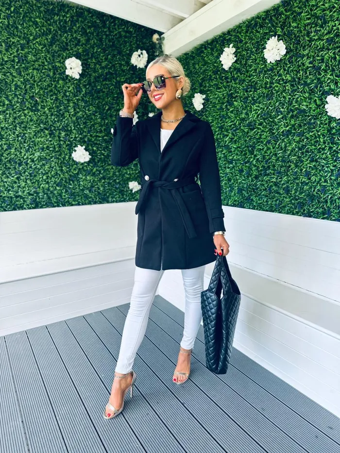 Women Coats and Jackets Canella Lane Anna Belted Coat Black