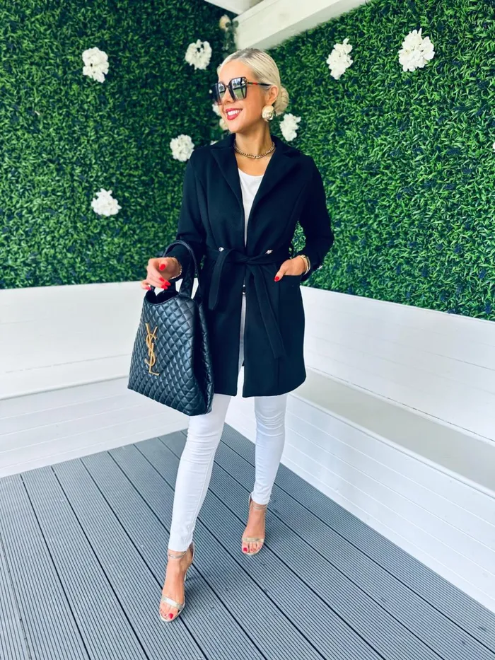 Women Coats and Jackets Canella Lane Anna Belted Coat Black