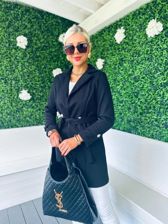 Women Coats and Jackets Canella Lane Anna Belted Coat Black