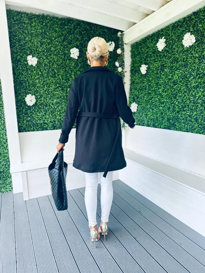 Women Coats and Jackets Canella Lane Anna Belted Coat Black