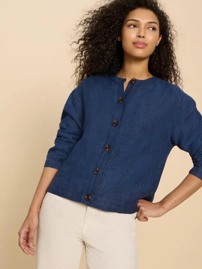 Women COATS and JACKETS White Stuff Adele Linen Jacket Dark Navy Women COATS and JACKETS White Stuff Adele Linen Jacket Dark Navy