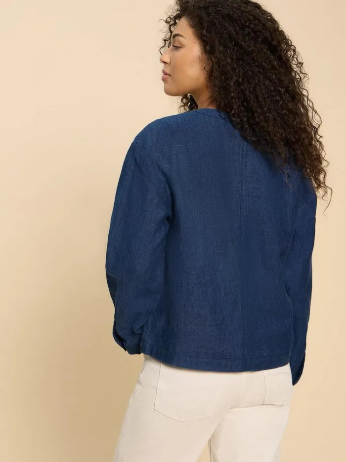 Women COATS and JACKETS White Stuff Adele Linen Jacket Dark Navy Women COATS and JACKETS White Stuff Adele Linen Jacket Dark Navy