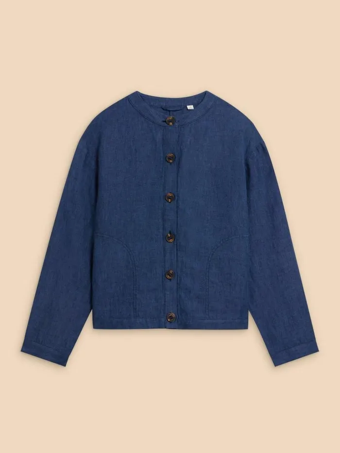 Women COATS and JACKETS White Stuff Adele Linen Jacket Dark Navy Women COATS and JACKETS White Stuff Adele Linen Jacket Dark Navy