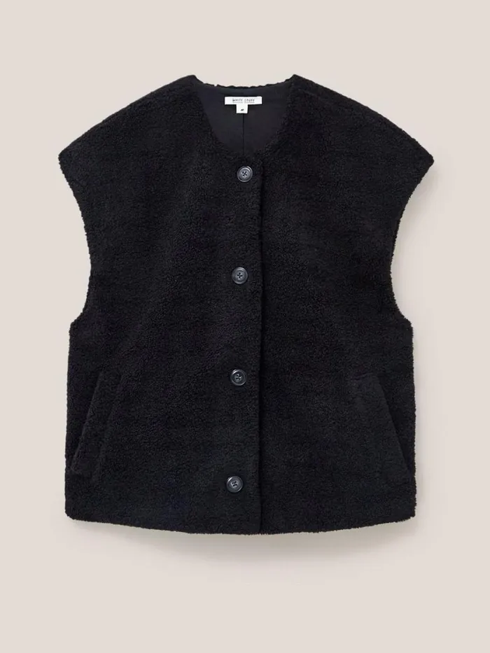 Women COATS and JACKETS White Stuff Borg Gilet Pure Black Women COATS and JACKETS White Stuff Borg Gilet Pure Black
