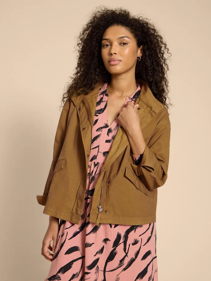 Women COATS and JACKETS White Stuff Harriet Cotton Jacket Khaki Green Women COATS and JACKETS White Stuff Harriet Cotton Jacket Khaki Green