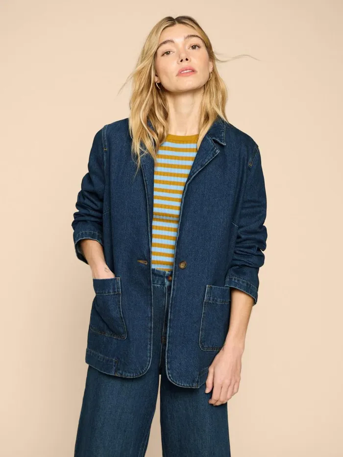 Women COATS and JACKETS White Stuff Loren Denim Blazer Dk Denim Women COATS and JACKETS White Stuff Loren Denim Blazer Dk Denim