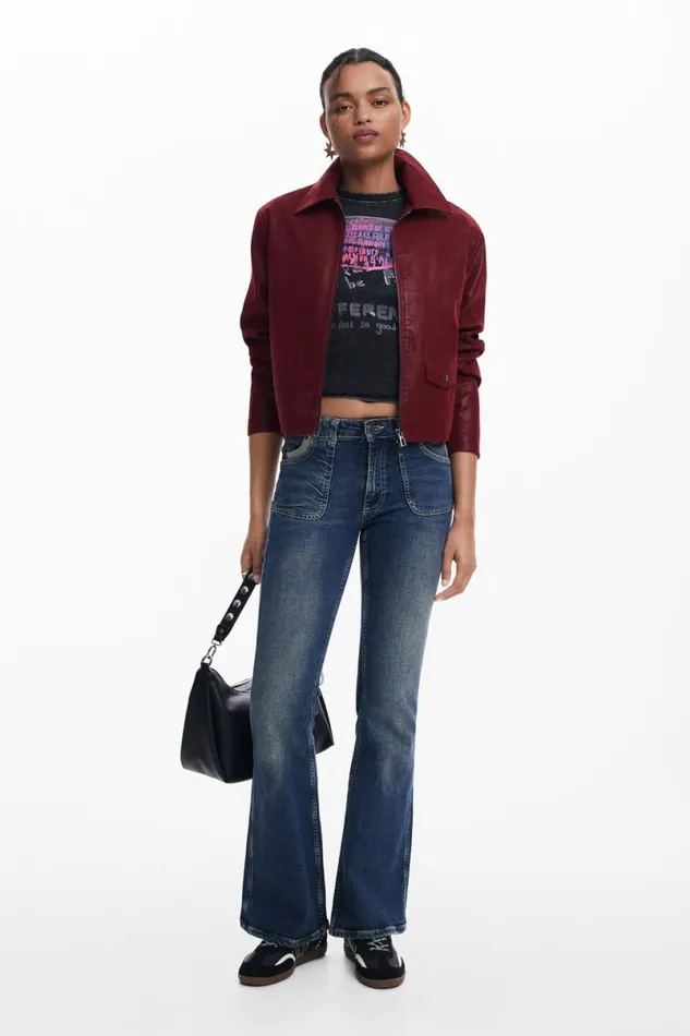 Women Coats And Jackets Desigual Shiny Faux Leather Jacket