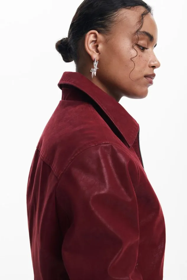 Women Coats And Jackets Desigual Shiny Faux Leather Jacket