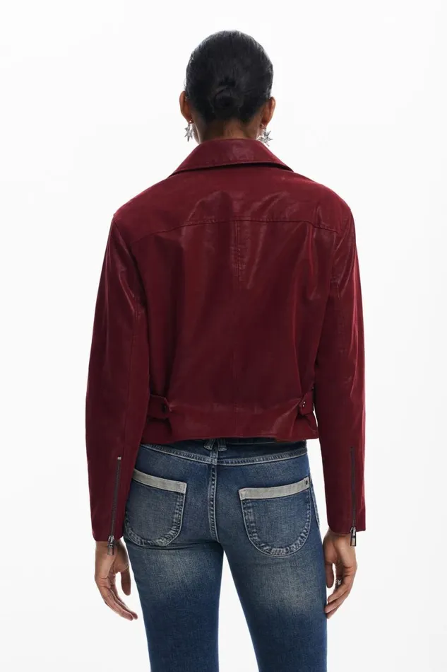 Women Coats And Jackets Desigual Shiny Faux Leather Jacket