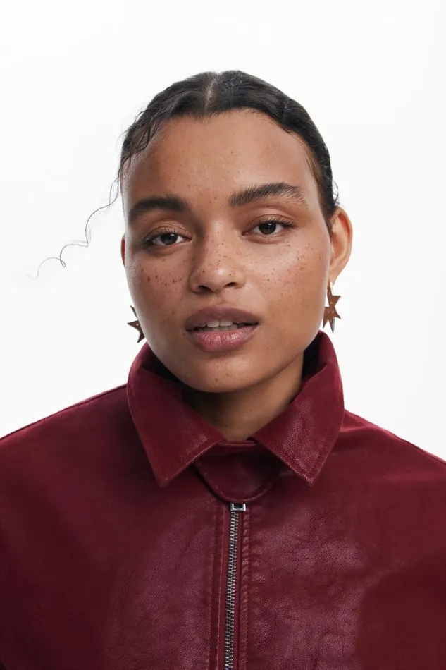 Women Coats And Jackets Desigual Shiny Faux Leather Jacket