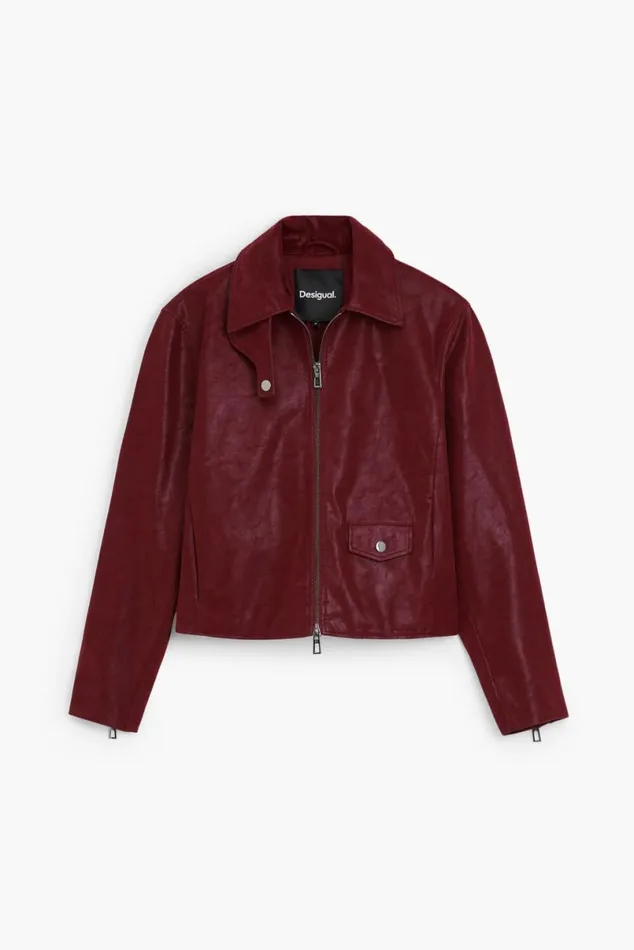 Women Coats And Jackets Desigual Shiny Faux Leather Jacket